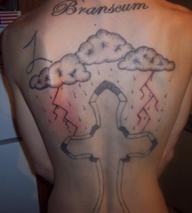 Sweet lightning and cross tattoo