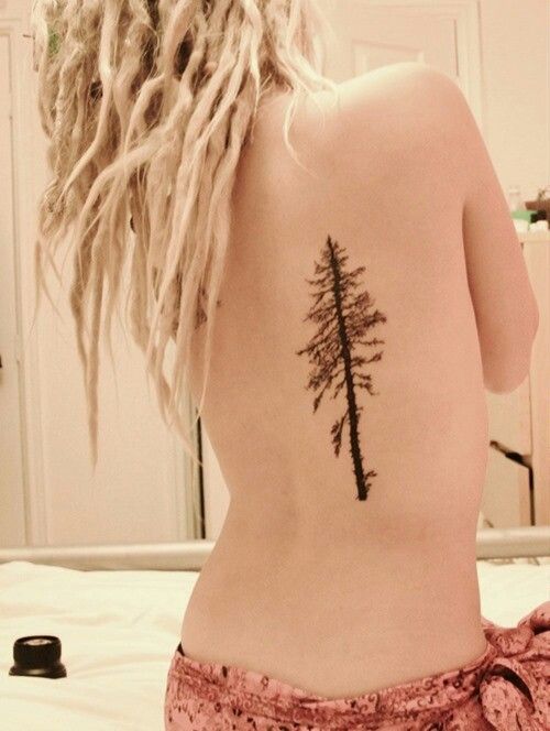 Sweet pine tree back tattoo