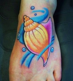 Sweet sea shell foot tattoo