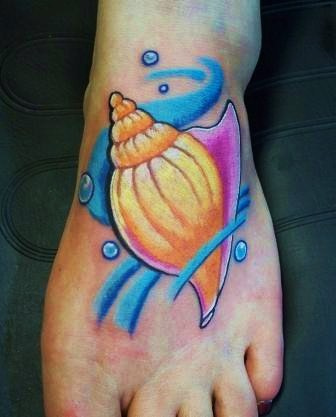 Sweet sea shell foot tattoo