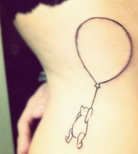 Sweet winnie with balloon tattoo