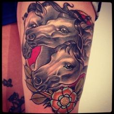Three horses tattoo by Alex Dorfler