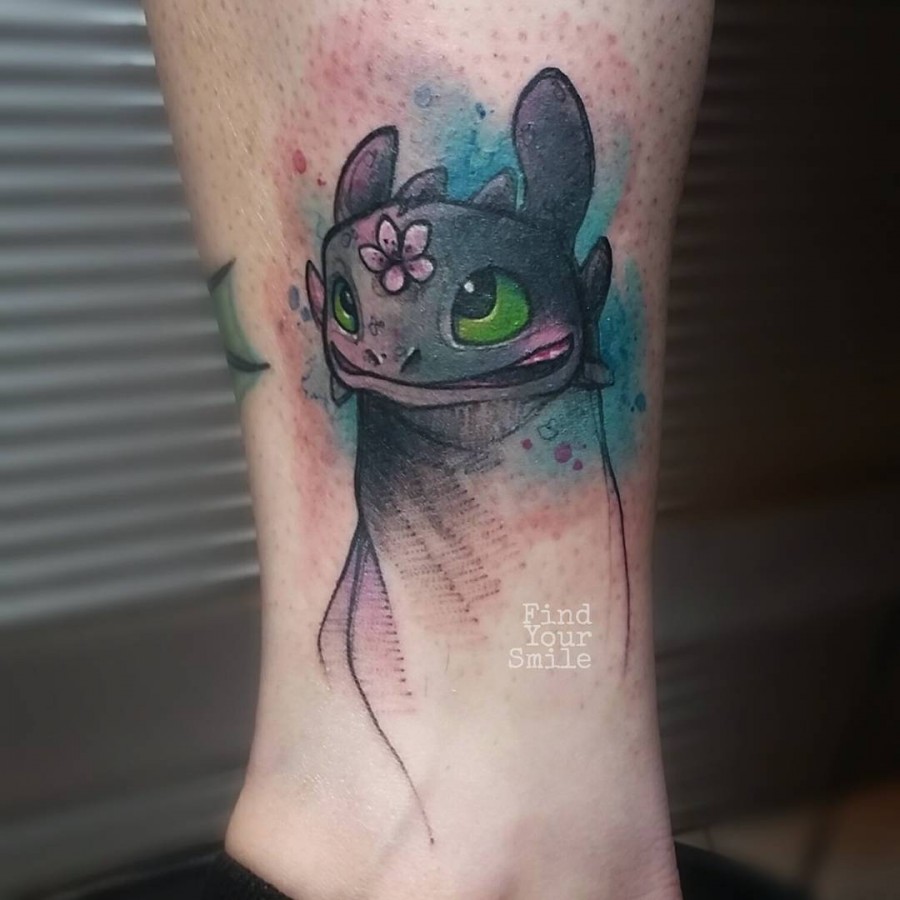 toothless-watercolor-tattoo