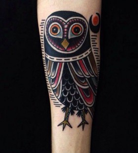 Traditional owl tattoo by Matt Cooley