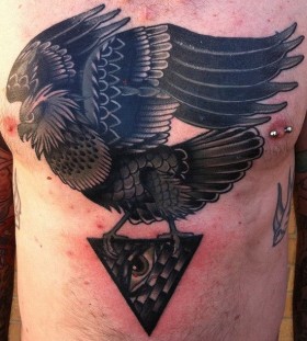 Triangle eye and bird tattoo by James McKenna