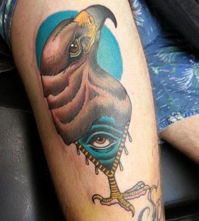 Triangle eye hawk tattoo by Drew Shallis