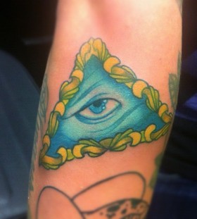 Triangle eye tattoo by Drew Shallis