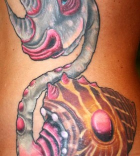 Trippy rhino snail tattoo