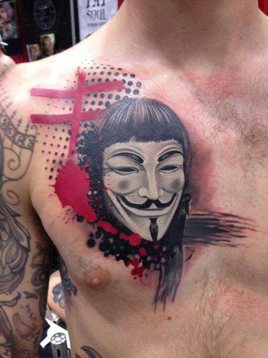 V for vendetta chest tattoo