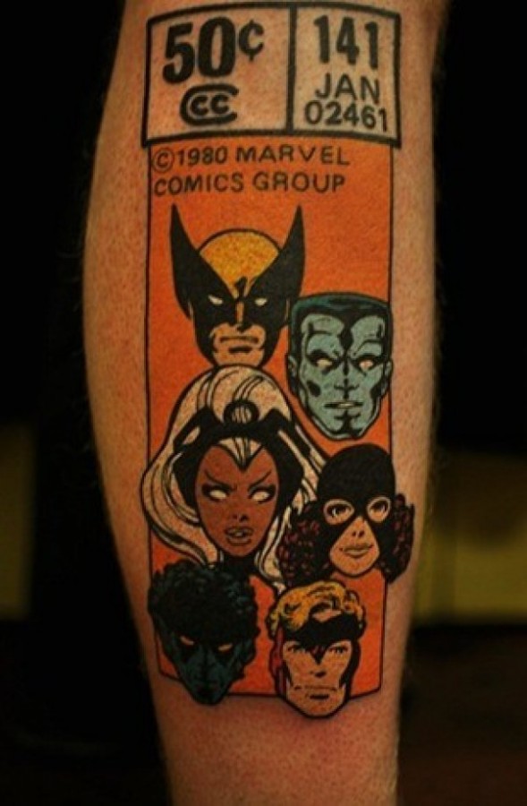 Vintage x-men comic book tattoo