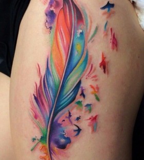Watercolor feather tatoo
