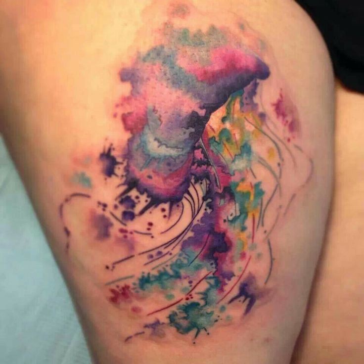 Watercolor jellyfish tattoo