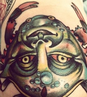 Weird crab tattoo by Eva Huber