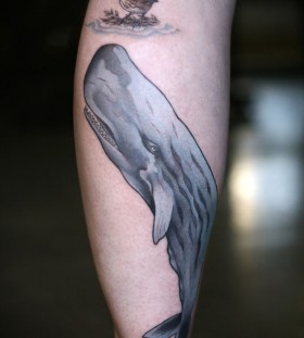 Whale and bird tattoo by Alice Kendall