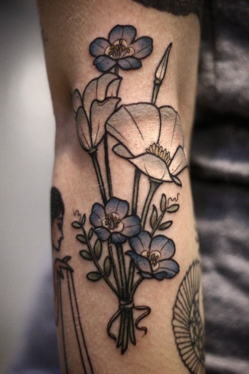 White california poppies tattoo by Kirsten Holliday