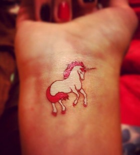 White horse unicorn tattoo