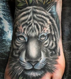 White tiger tattoo by Benjamin Laukis