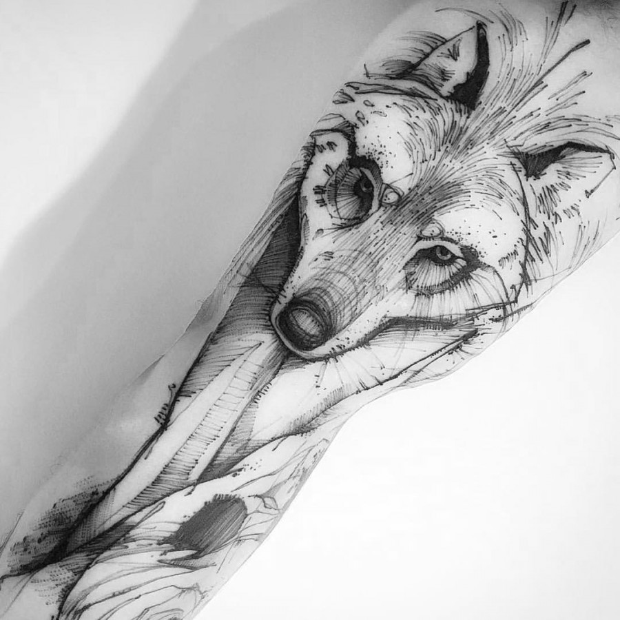 wolf tattoo by victor montaghini