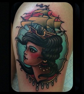 Woman and boat tattoo by W. T. Norbert