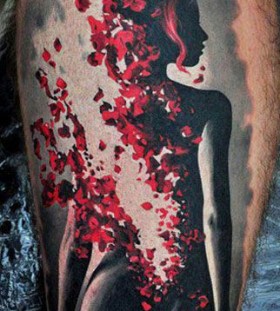 Woman and roses tattoo by Dmitriy Samohin