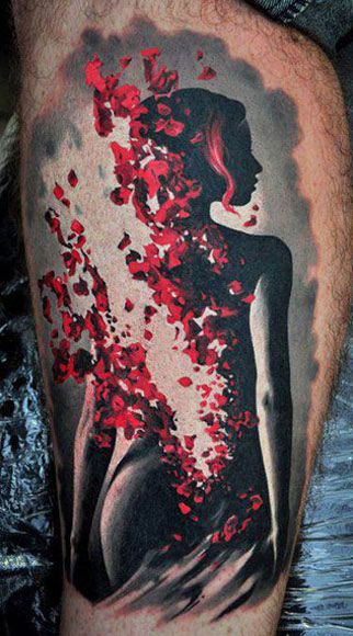 Woman and roses tattoo by Dmitriy Samohin