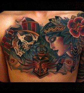 Woman and skull tattoo by W. T. Norbert