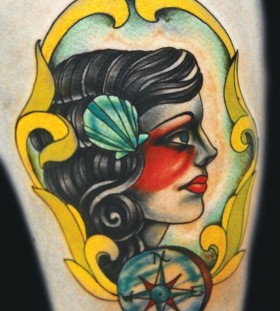 Woman frame tattoo by Eva Huber