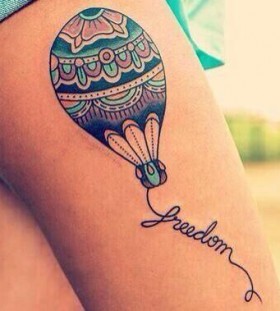 Wonderful air balloon leg tattoo