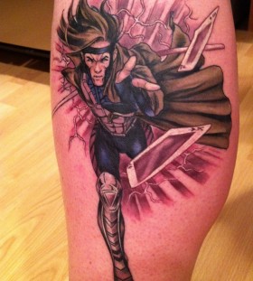 X-men gambit leg tattoo