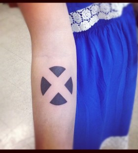 X-men symbol arm tattoo
