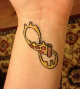 Yellow lovely pizza tattoo