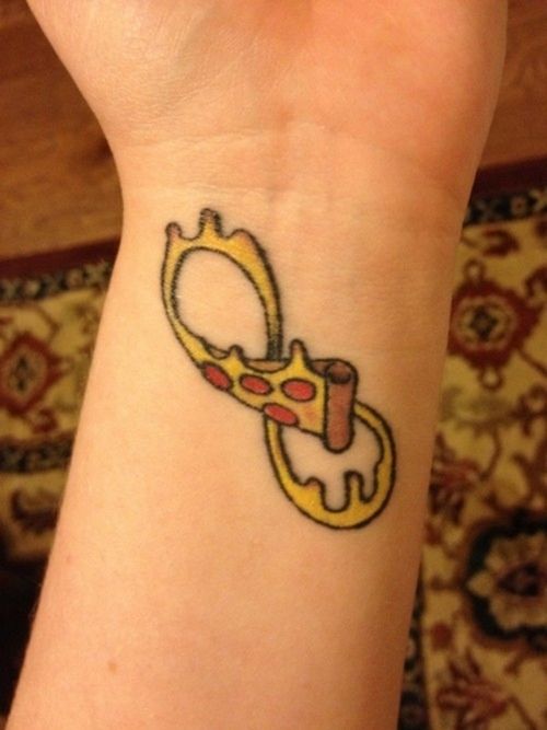 Yellow lovely pizza tattoo