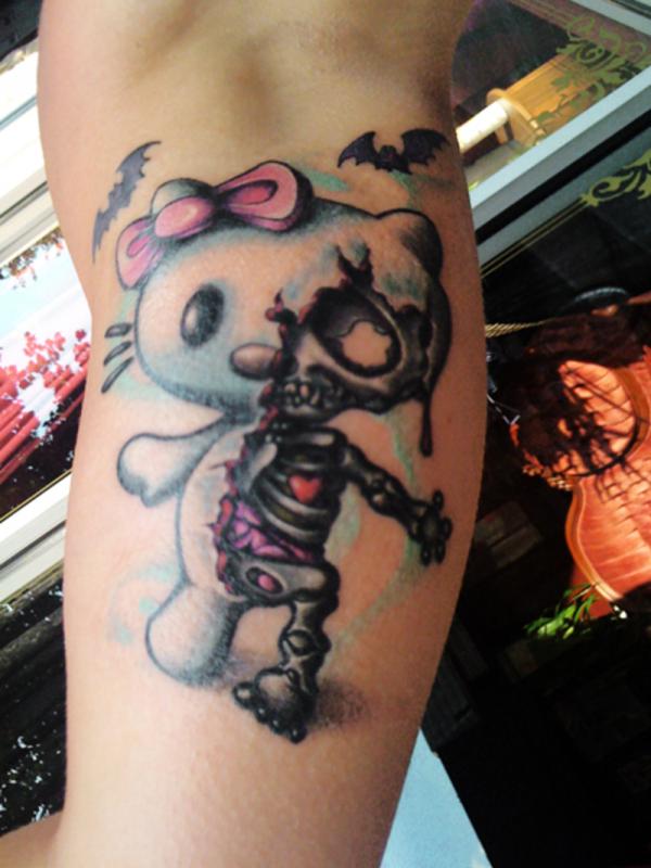 Zombie hello kitty tattoo