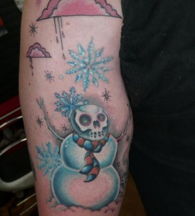 Zombie snowman arm tattoo