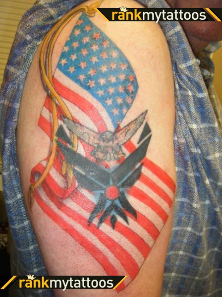 Usaf Logo With Flacon And American Flag Armed Forces Tattoo