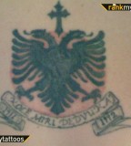 Albanian Eagle Eagle Tattoo with Cross and Band