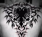 Gruesome Albanian Eagle Back Tattoos 