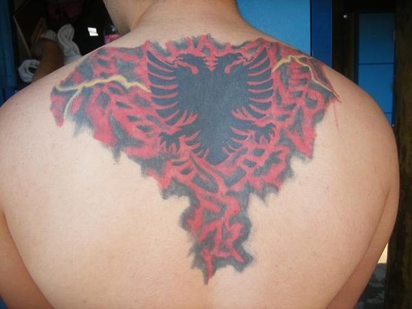 Beautiful Albanian Eagle Tattoo Design on Men’s Back