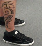 Cool Tribal Right Lower Leg Tattoo