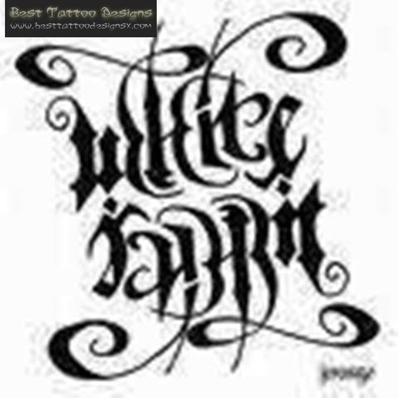 White Rabbit Ambigram Tattoos Design