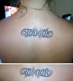 Ambigram Tattoo Design On Upper Back