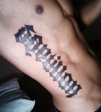 Ambigram Tattoos Design On Right Side Body