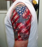 Helicopter and American Flag Tattoo Design