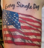 American Flag with Quotes Tattoo On Half Sleeve
