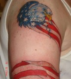 Eagle With American Flag Wrapped Around on Upper Arm