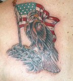 Black Eagle with Amreican Flag Tattoo Design
