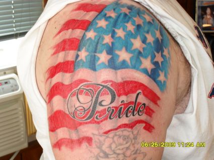 Pride American Flag Tattoo Design on Shoulder