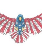 Flying Eagle with American FLag Feathers Tattoo Sketch design