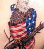 Pearch Eagle and Flag Covered Tattoo Design