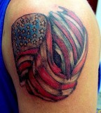 Small American Flag Tattoo On Shoulder